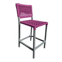 Kit 2 Banquetas França Em Corda Náutica E Base Em Alumínio Cinza Para área Gourmet Rosa - Cor: Rosa - 3