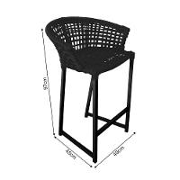 Kit 2 Banquetas Reis Em Corda Náutica E Base Em Alumínio Preta Para área Gourmet Externa Preta Preto - 2