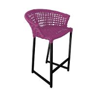 Kit 2 Banquetas Reis Em Corda Náutica E Base Em Alumínio Preta Para área Gourmet Externa Rosa Rosa - 5