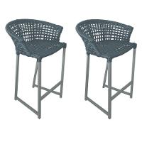 Kit 2 Banquetas Reis Em Corda Náutica E Base Em Alumínio Cinza Para área Gourmet Externa Cinza Cinza - 1