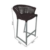 Kit 2 Banquetas Reis Em Corda Náutica E Base Em Alumínio Cinza Para área Gourmet Externa Marrom - 2