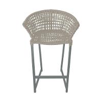 Kit 6 Banquetas Reis Em Corda Náutica E Base Em Alumínio Cinza Para área Gourmet Externa Areia Bege - 5