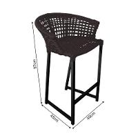 Kit 4 Banquetas Reis Em Corda Náutica E Base Em Alumínio Preta Para área Gourmet Externa Marrom