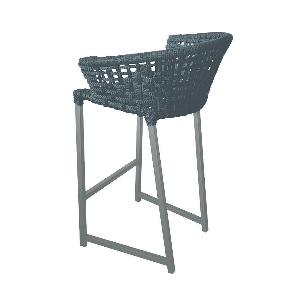 Kit 6 Banquetas Reis Em Corda Náutica E Base Em Alumínio Cinza Para área Gourmet Externa Cinza Cinza - 5