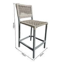 Conjunto Bistrô Champanheira Cinza Tampo Ripado E 2 Banquetas França Corda Náutica Areia - Cor: Bege - 5