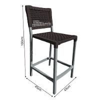 Kit 2 Banquetas França Em Corda Náutica E Base Em Alumínio Cinza Para área Gourmet Marrom Marrom - 3