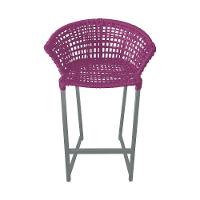 Kit 4 Banquetas Reis Em Corda Náutica E Base Em Alumínio Cinza Para área Gourmet Externa Rosa Rosa