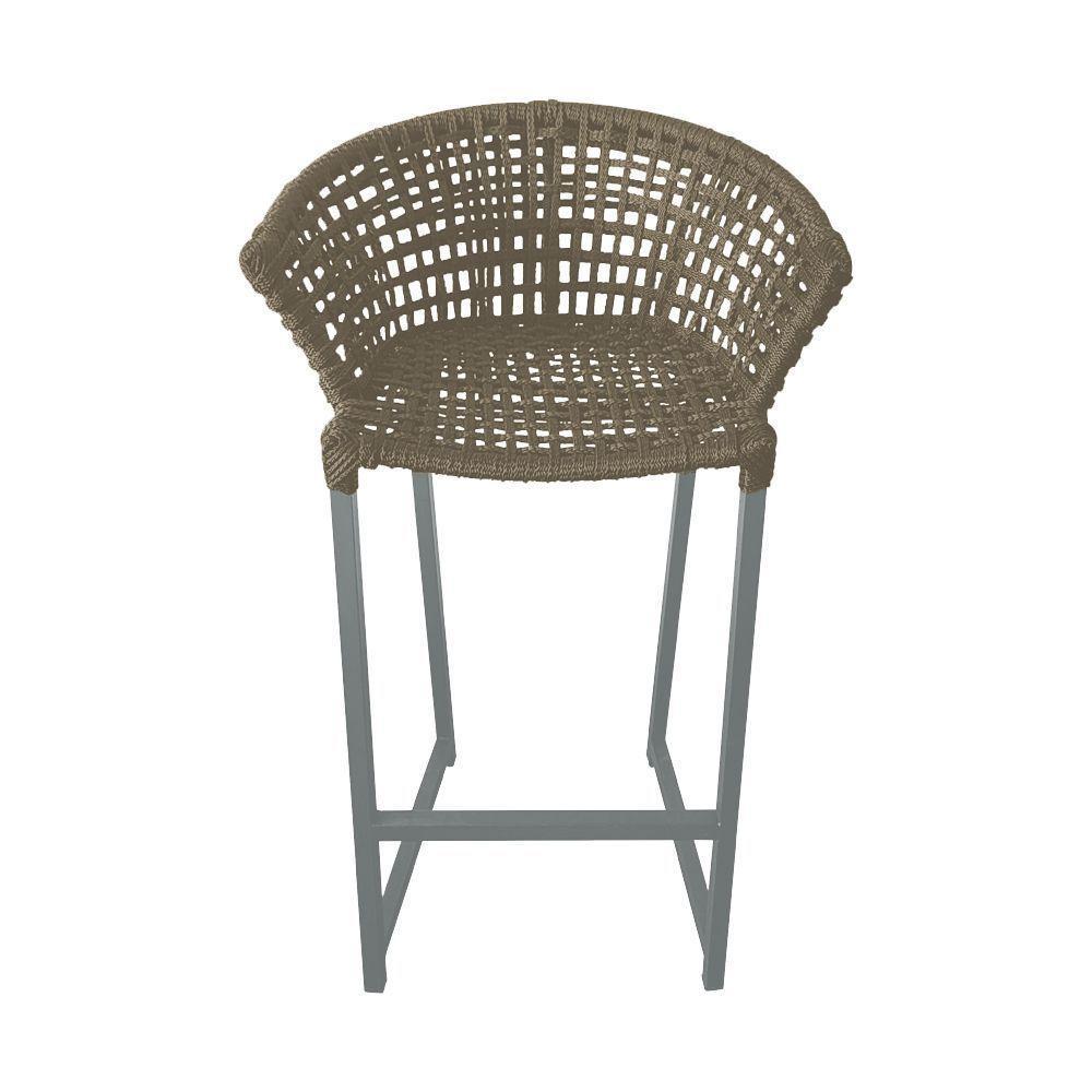 Kit 2 Banquetas Reis Em Corda Náutica E Base Em Alumínio Cinza Para área Gourmet Externa Rami Bege - 4