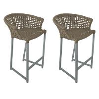 Kit 2 Banquetas Reis Em Corda Náutica E Base Em Alumínio Cinza Para área Gourmet Externa Rami Bege - 1