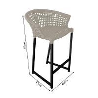 Kit 2 Banquetas Reis Em Corda Náutica E Base Em Alumínio Preta Para área Gourmet Externa Areia Bege - 2