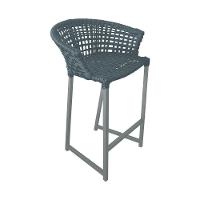 Conjunto Bistrô Champanheira Cinza Tampo Ripado E 2 Banquetas Reis Corda Náutica Cinza - Cor: Cinza - 5