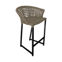 Kit 2 Banquetas Reis Em Corda Náutica E Base Em Alumínio Preta Para área Gourmet Externa Rami Bege - 2