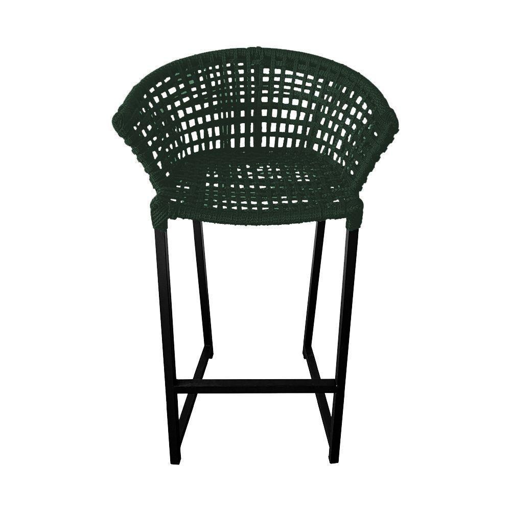 Kit 4 Banquetas Reis Em Corda Náutica E Base Em Alumínio Preta Para área Gourmet Verde Musgo Verde - 2