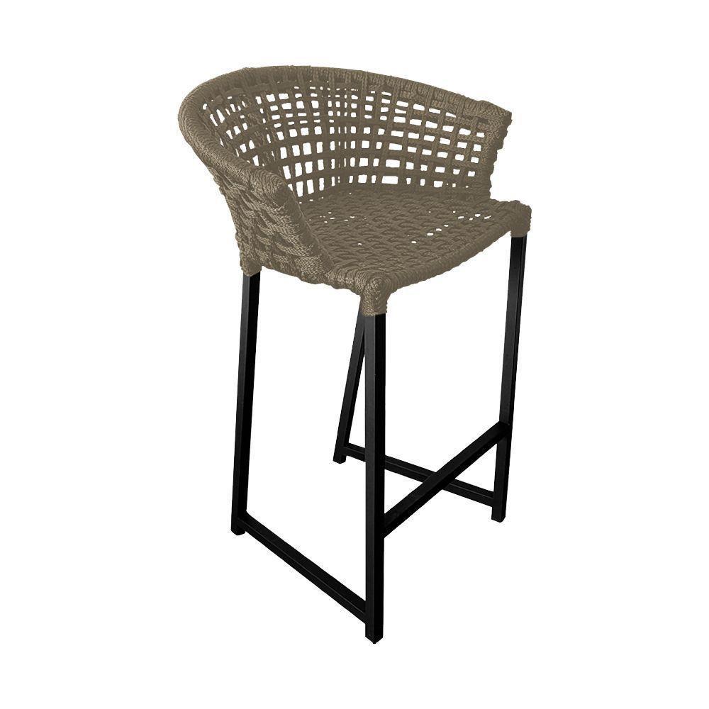 Conjunto Bistrô Champanheira Tampo Ripado E 2 Banquetas Reis Corda Náutica Rami - Cor: Bege - 2