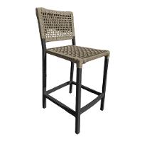 Conjunto Bistrô Champanheira Tampo Ripado E 2 Banquetas França Corda Náutica Rami - Cor: Bege