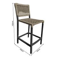 Conjunto Bistrô Champanheira Tampo Ripado E 2 Banquetas França Corda Náutica Rami - Cor: Bege - 5