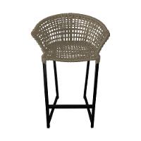 Banqueta Reis Em Corda Náutica E Base Em Alumínio Preta Para área Gourmet - Externa Rami - Cor: Bege - 3