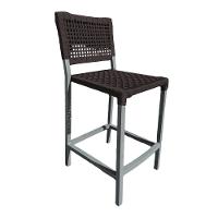 Conjunto Bistrô Champanheira Cinza Tampo Ripado E 2 Banquetas França Corda Náutica Marrom Marrom - 5