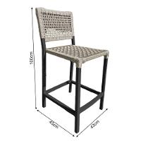 Conjunto Bistrô Champanheira Tampo Ripado E 2 Banquetas França Corda Náutica Areia - Cor: Bege