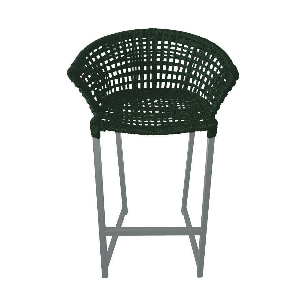 Kit 2 Banquetas Reis Em Corda Náutica E Base Em Alumínio Cinza Para área Gourmet Verde Musgo Verde - 5