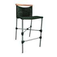 Kit 4 Banquetas Em Corda Náutica Base Em Alumínio Cinza Com Detalhe Em Madeira Verde Musgo Verde - 2