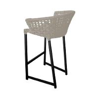 Banqueta Reis Em Corda Náutica E Base Em Alumínio Preta Para área Gourmet Externa Areia Bege - 4