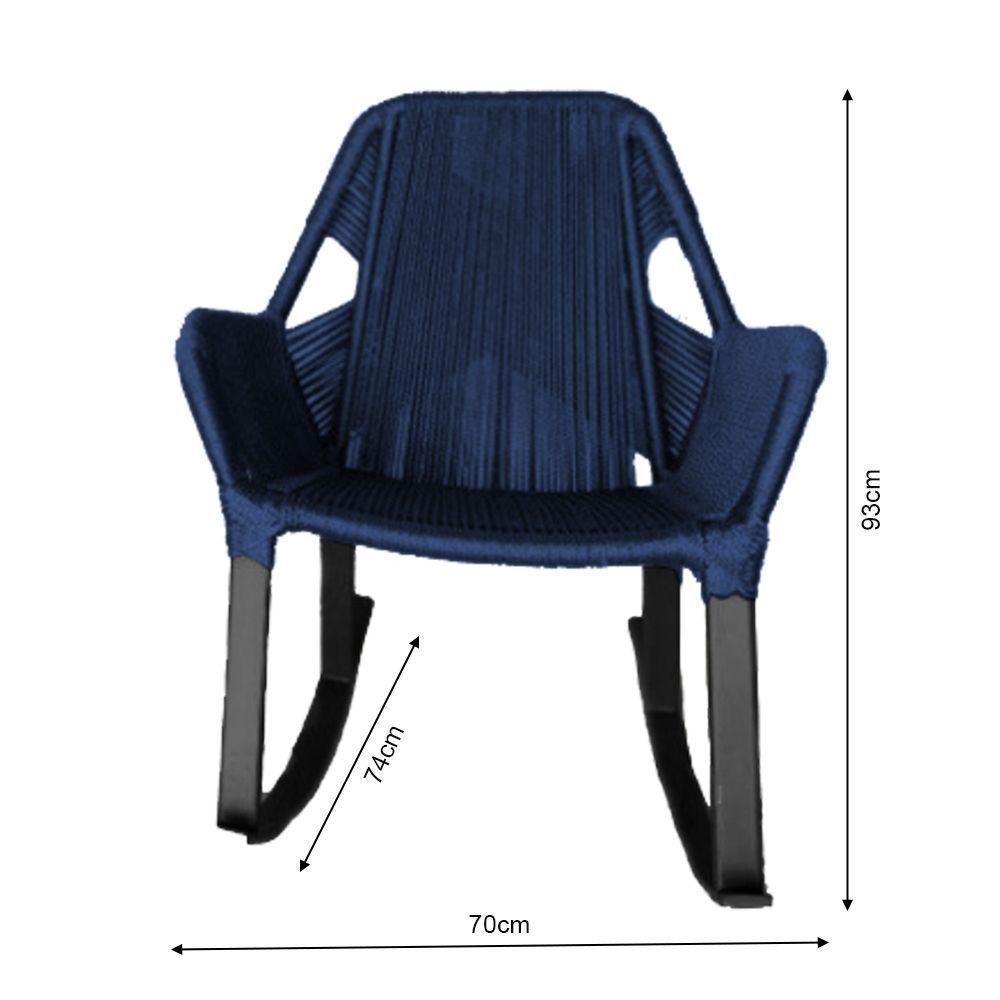 Cadeira De Balanço Athenas Corda Náutica Base Em Alumínio Preto-azul Marinho - Cor: Azul - 2