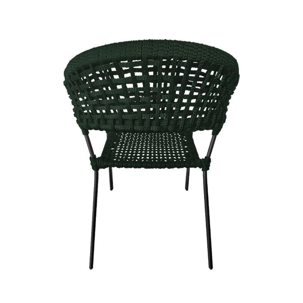 Cadeira Sofia Corda Náutica Base Em Alumínio Preto-verde Musgo - Cor: Verde - 4