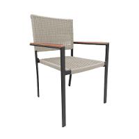 Cadeira Piracicaba Corda Náutica Braço Com Detalhe Em Madeira Base Alumínio Preto-areia - Cor: Bege - 1