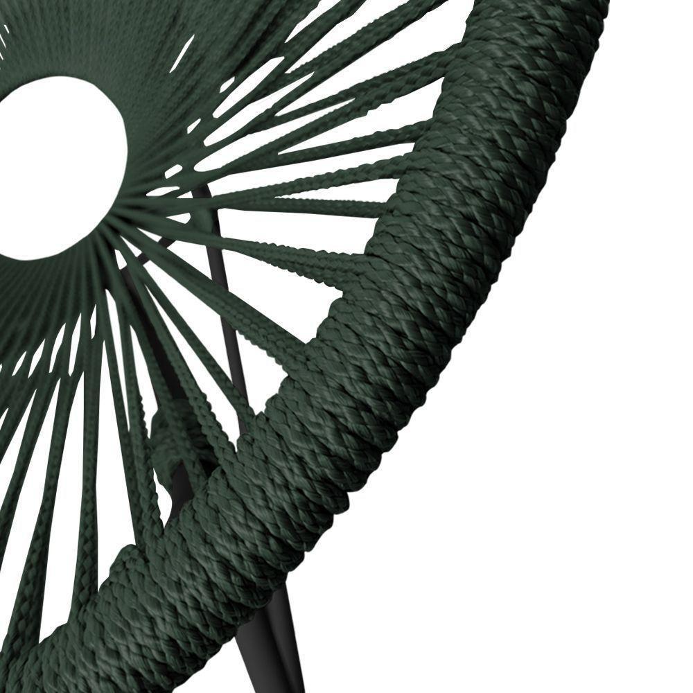 Cadeira Acapulco Corda Náutica Base Em Alumínio Preto-verde Musgo - Cor: Verde - 2