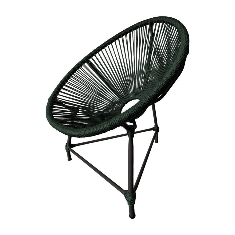 Cadeira Acapulco Corda Náutica Base Em Alumínio Preto-verde Musgo - Cor: Verde - 3