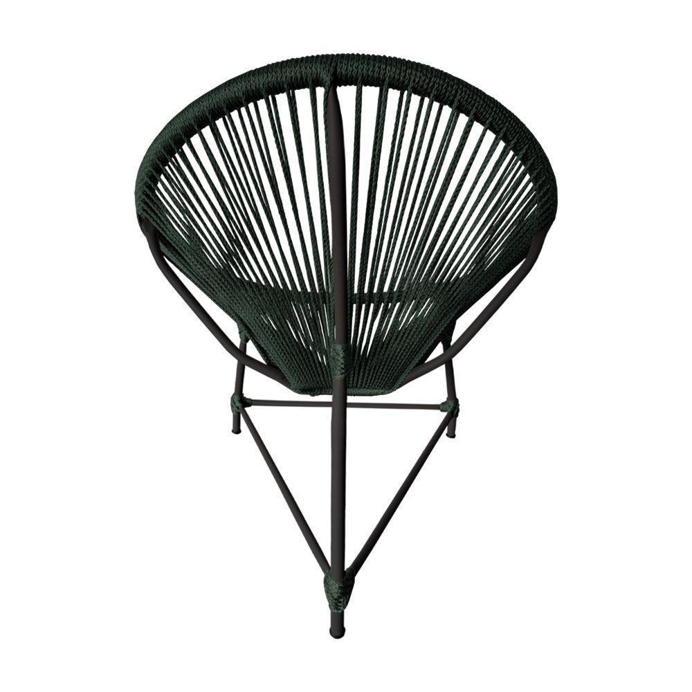 Cadeira Acapulco Corda Náutica Base Em Alumínio Preto-verde Musgo - Cor: Verde - 5