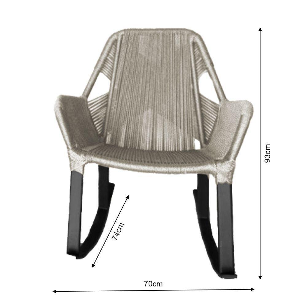 Kit 2 Cadeiras De Balanço Athenas Corda Náutica Base Em Alumínio Preto-areia - Cor: Bege - 3