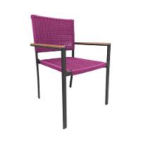 Kit 6 Cadeiras Piracicaba Corda Náutica Braço Com Detalhe Em Madeira Base Alumínio Preto-rosa Rosa - 2