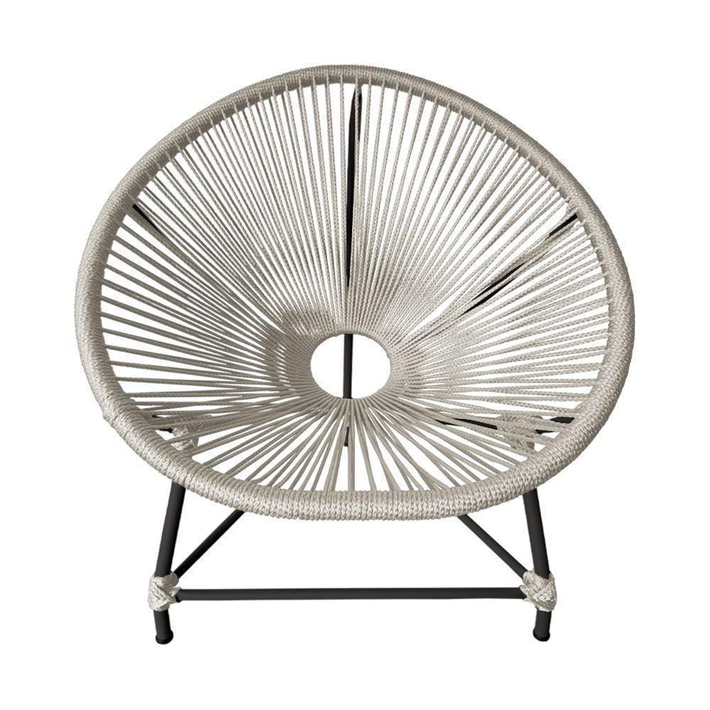 Kit 4 Cadeiras Acapulco Corda Náutica Base Em Alumínio Preto-areia - Cor: Bege - 4