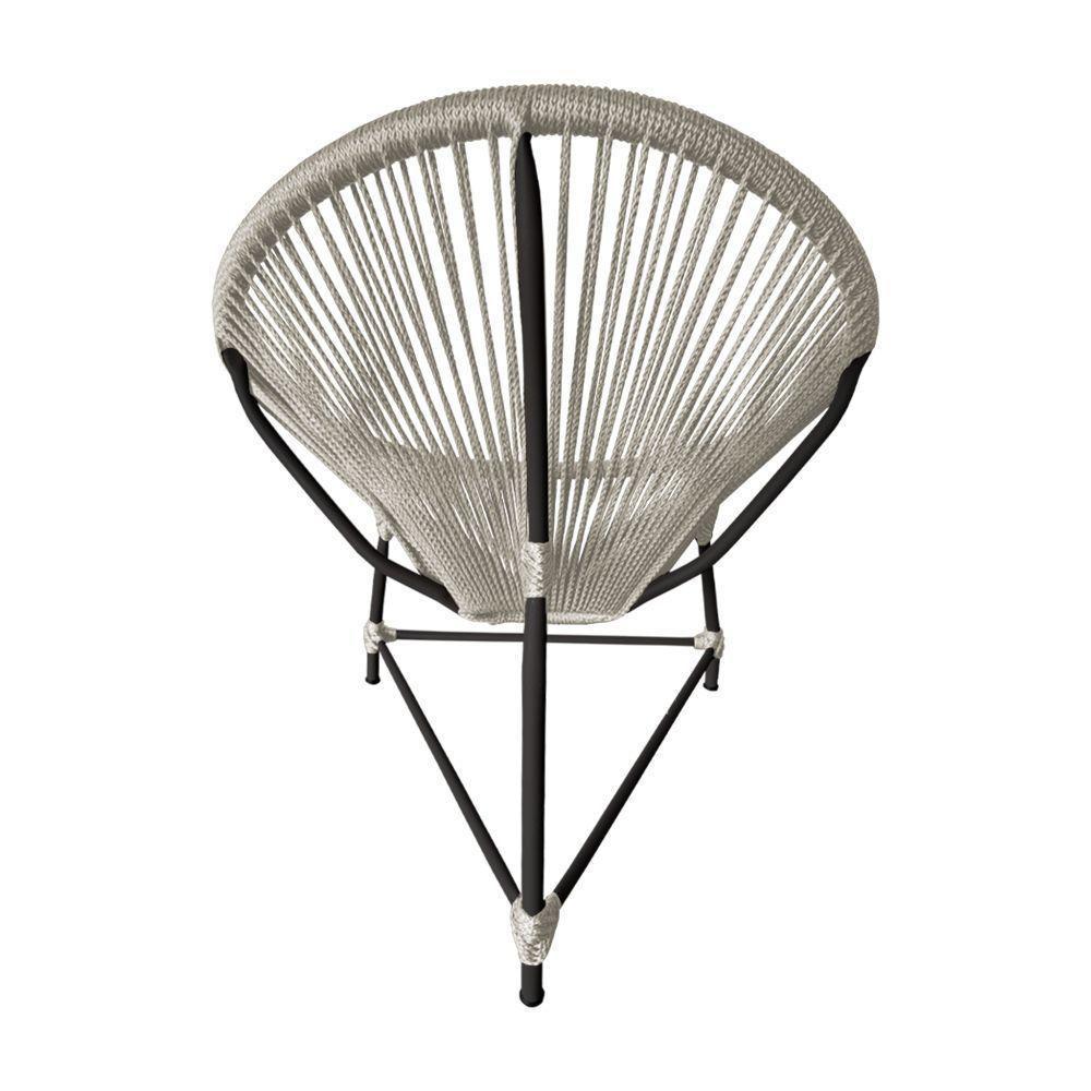 Kit 4 Cadeiras Acapulco Corda Náutica Base Em Alumínio Preto-areia - Cor: Bege - 5