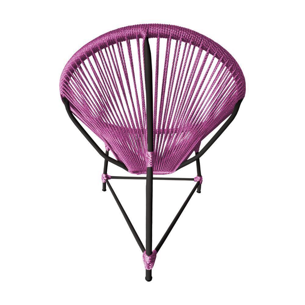 Kit 4 Cadeiras Acapulco Corda Náutica Base Em Alumínio Preto-rosa - Cor: Rosa - 4