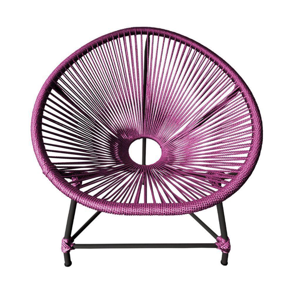 Kit 4 Cadeiras Acapulco Corda Náutica Base Em Alumínio Preto-rosa - Cor: Rosa - 5