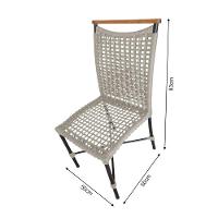 Kit 2 Cadeiras Anne Corda Náutica Detalhe Em Madeira Base Alumínio Preto-areia - Cor: Bege - 3