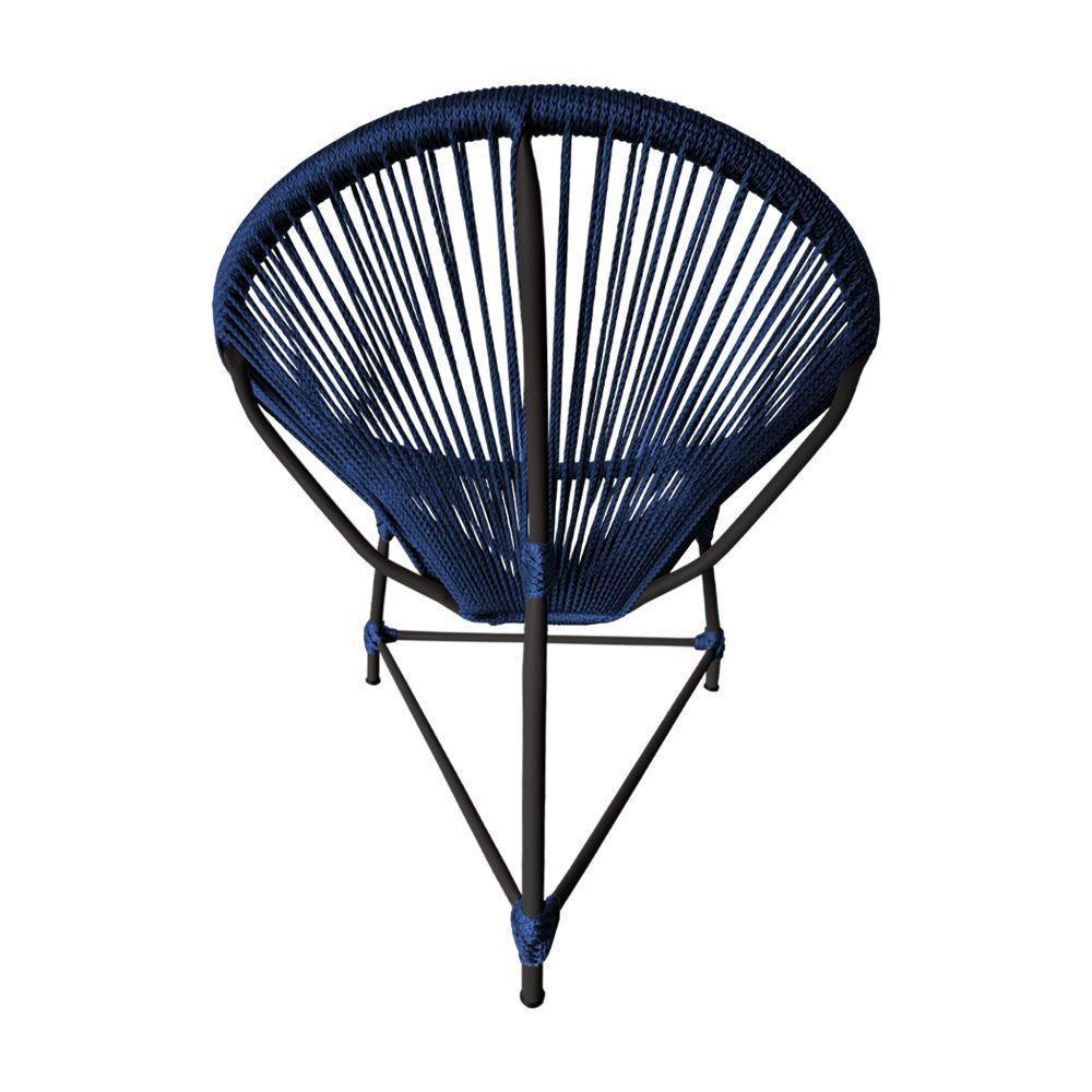 Kit 4 Cadeiras Acapulco Corda Náutica Base Em Alumínio Preto-azul Marinho - Cor: Azul - 4