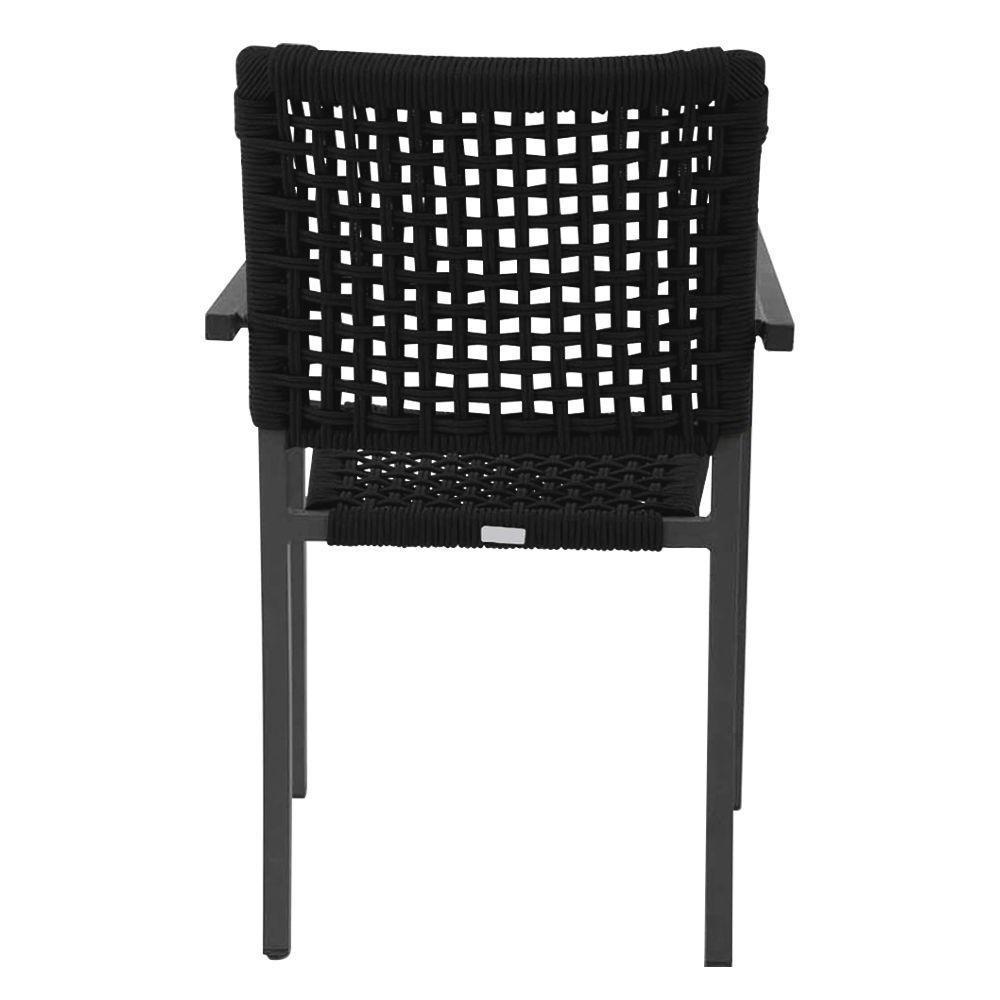 Kit 6 Cadeiras Marília Corda Náutica Base Em Alumínio Preto-preto - Cor: Preto - 2