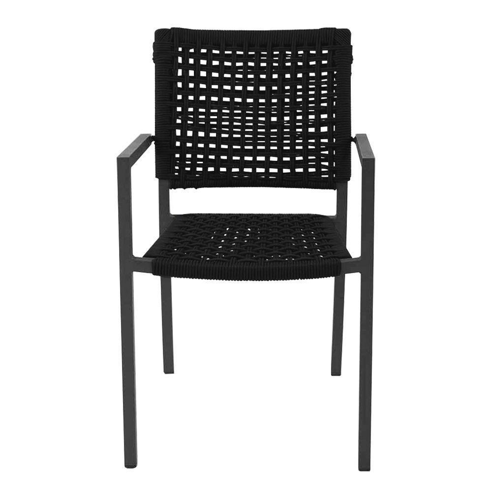 Kit 6 Cadeiras Marília Corda Náutica Base Em Alumínio Preto-preto - Cor: Preto - 5