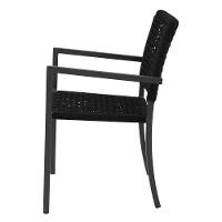 Kit 6 Cadeiras Marília Corda Náutica Base Em Alumínio Preto-preto - Cor: Preto