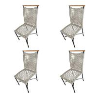 Kit 4 Cadeiras Anne Corda Náutica Detalhe Em Madeira Base Alumínio Preto-areia - Cor: Bege - 1