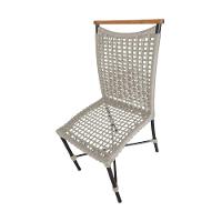 Kit 4 Cadeiras Anne Corda Náutica Detalhe Em Madeira Base Alumínio Preto-areia - Cor: Bege - 3