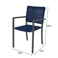 Kit 4 Cadeiras Marília Corda Náutica Base Em Alumínio Preto-azul Marinho - Cor: Azul - 2