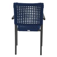 Kit 4 Cadeiras Marília Corda Náutica Base Em Alumínio Preto-azul Marinho - Cor: Azul - 5