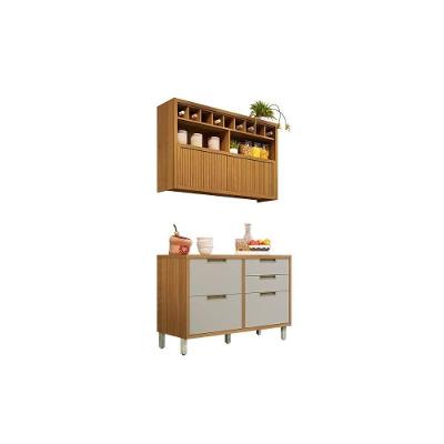 Kit De Cozinha Modulada 3pçs Completa Nesher Imperatriz 2pçs Balcão + Aéreo Freijo/Off White Nesher