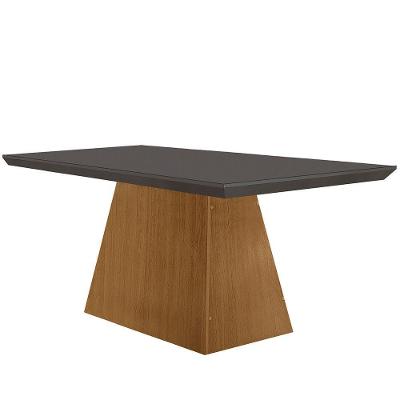 Mesa para Sala de Jantar Aida Retangular em MDF e Vidro 120cm Grafite e Imbuia