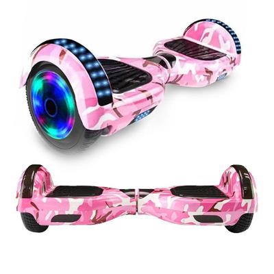 Hoverboard Infantil Skate Elétrico Led Rosa Camuflado